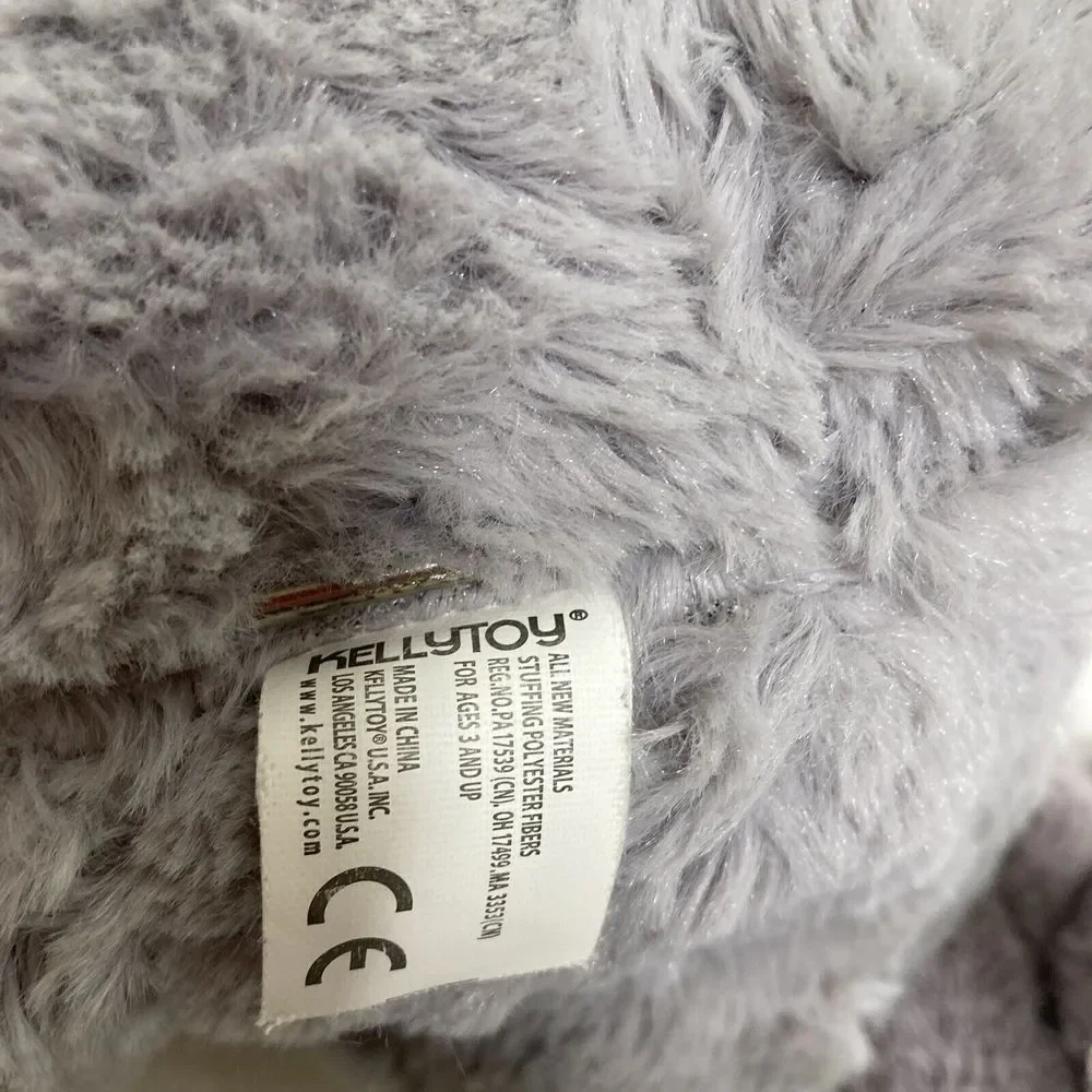 Lot of 2 KellyToy Gray Plush Elephants Baby Stuffed Animal White Pink Ear Cuddle
